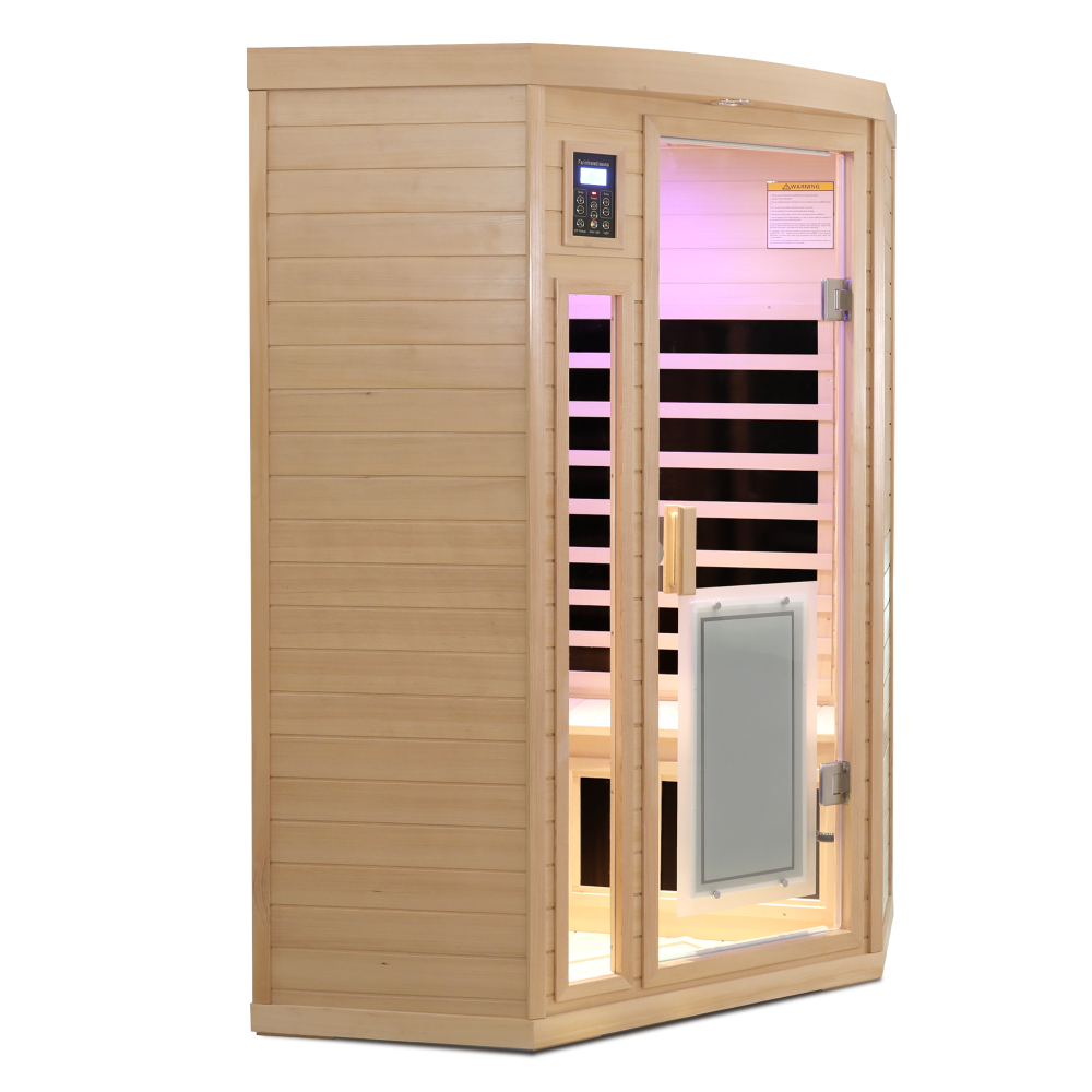 Moray 2-Person Indoor Hemlock Sauna with 8 Far-infrared Carbon Crystal Heaters and Chromotherapy