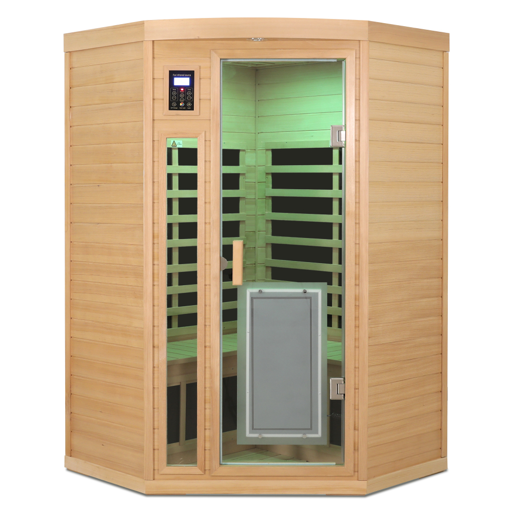Moray 2-Person Indoor Hemlock Sauna with 8 Far-infrared Carbon Crystal Heaters and Chromotherapy
