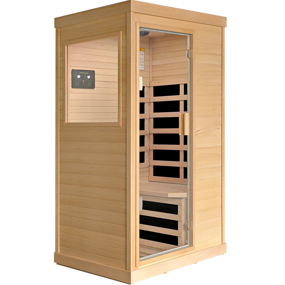 Moray 1-Person Indoor Infrared Sauna in Hemlock Wood with 6-Far-Infrared Heaters