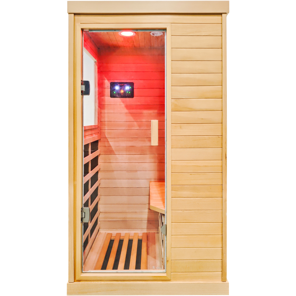 Moray 1-Person Indoor Infrared Sauna in Hemlock Wood with 6-Far-Infrared Heaters