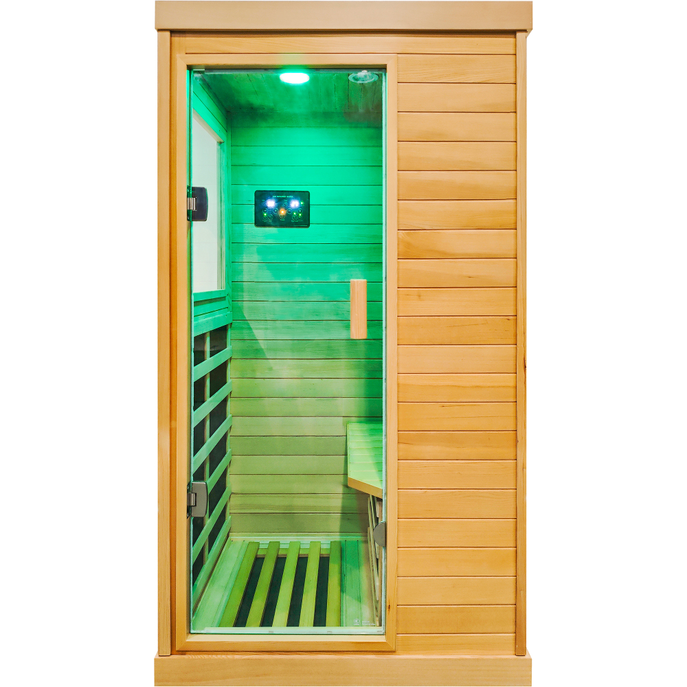 Moray 1-Person Indoor Infrared Sauna in Hemlock Wood with 6-Far-Infrared Heaters