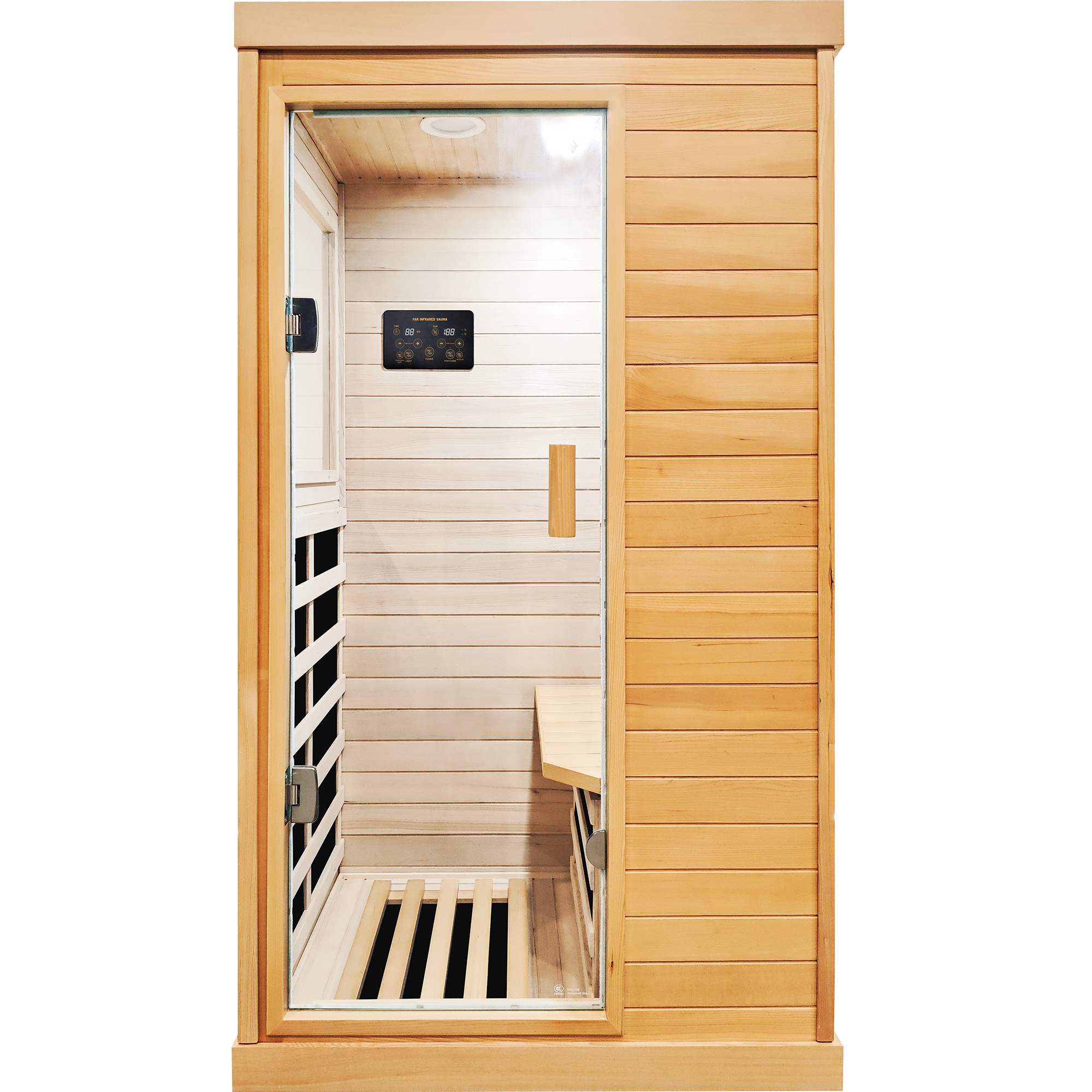 Moray 1-Person Indoor Infrared Sauna in Hemlock Wood with 6-Far-Infrared Heaters