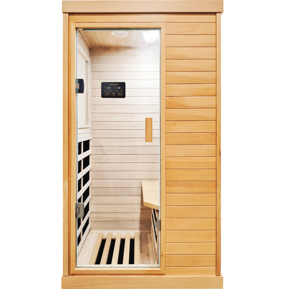 Moray 1-Person Indoor Infrared Sauna in Hemlock Wood with 6-Far-Infrared Heaters