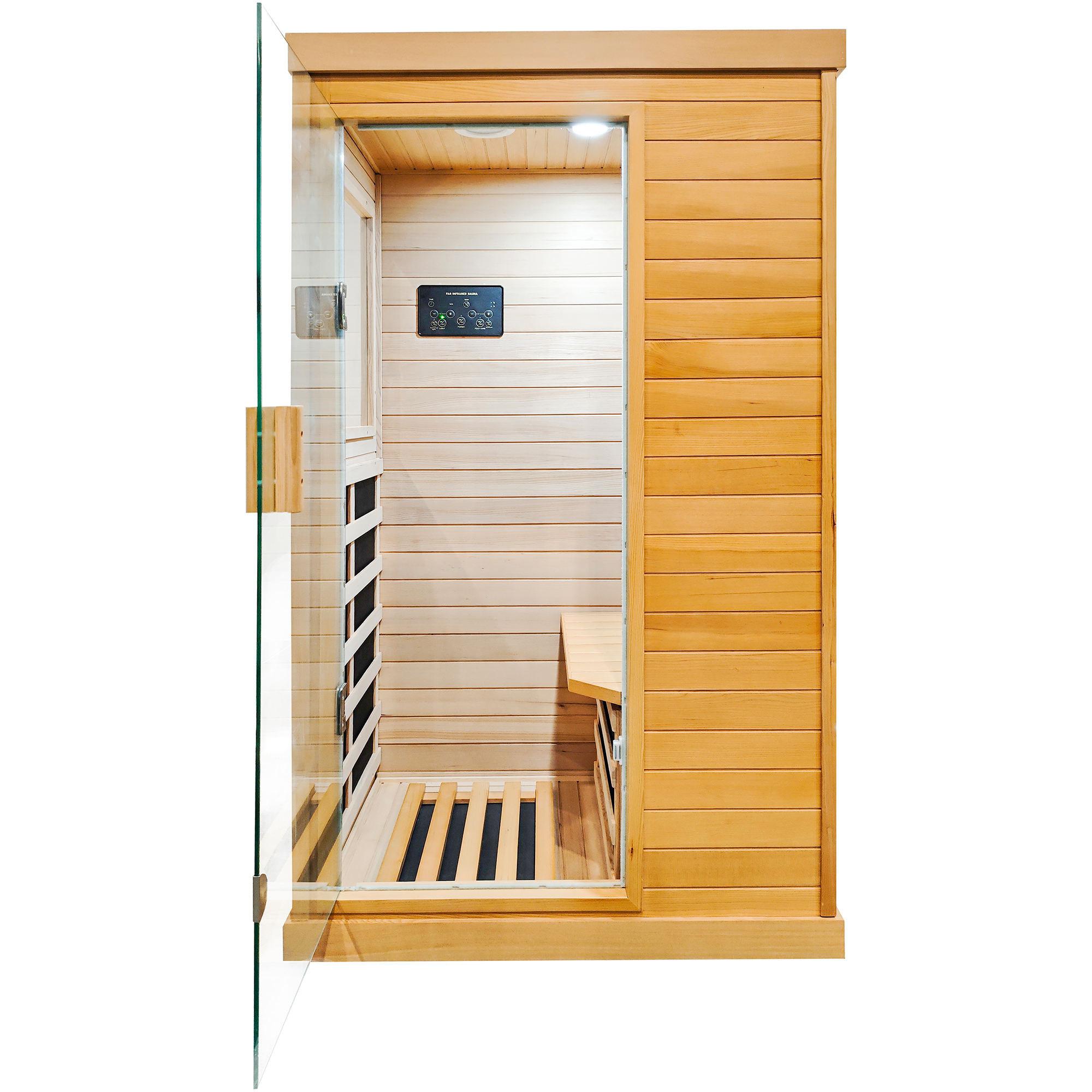 Moray 1-Person Indoor Infrared Sauna in Hemlock Wood with 6-Far-Infrared Heaters