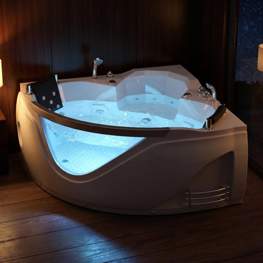 59 in. x 59 in. Whirlpool and Air Bath Combo Tub with Adjustable Air Blower and Control Switch in White
