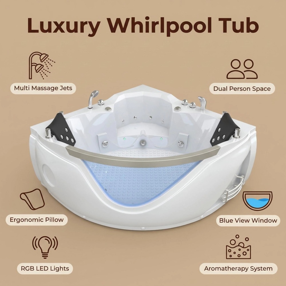 59 in. x 59 in. Whirlpool and Air Bath Combo Tub with Adjustable Air Blower and Control Switch in White