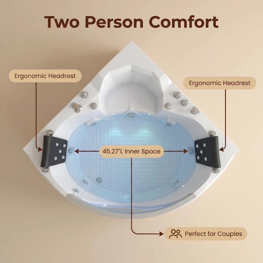 59 in. x 59 in. Whirlpool and Air Bath Combo Tub with Adjustable Air Blower and Control Switch in White