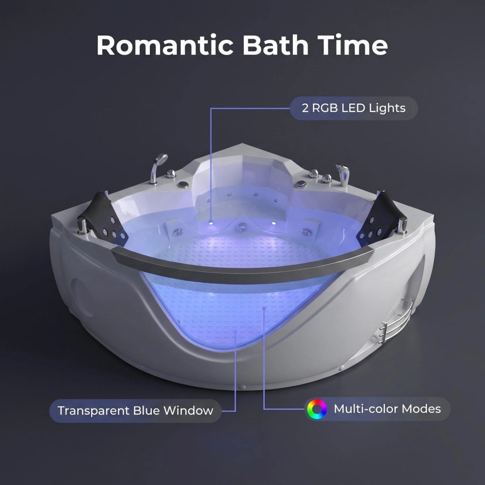 59 in. x 59 in. Whirlpool and Air Bath Combo Tub with Adjustable Air Blower and Control Switch in White