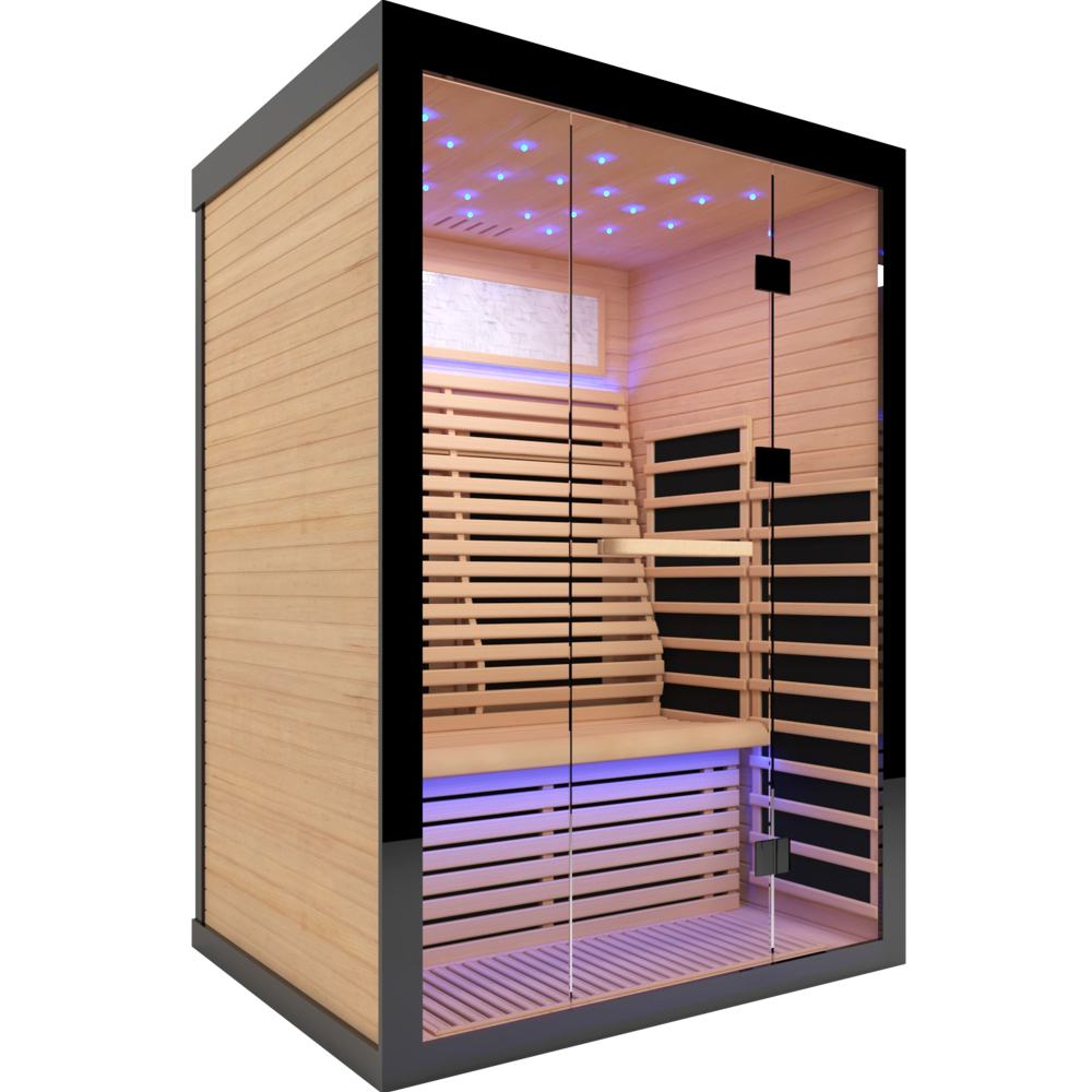 Felixo 2-Person Indoor Canadian Hemlock Luxury Far Infrared Sauna with 8-Heating Panels and Chromotherapy Lights
