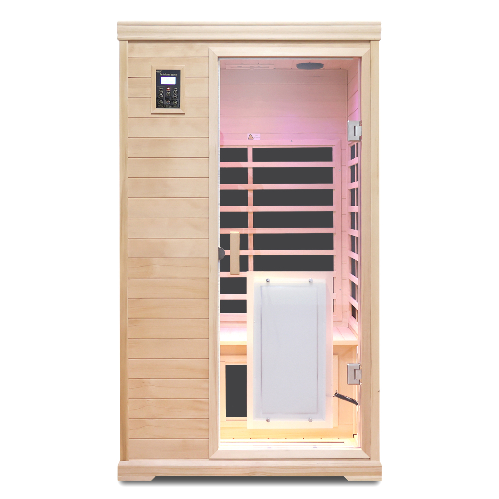 Moray 1-2 Person Hemlock Sauna with 9-Far-infrared Carbon Crystal Heaters and Chromotherapy