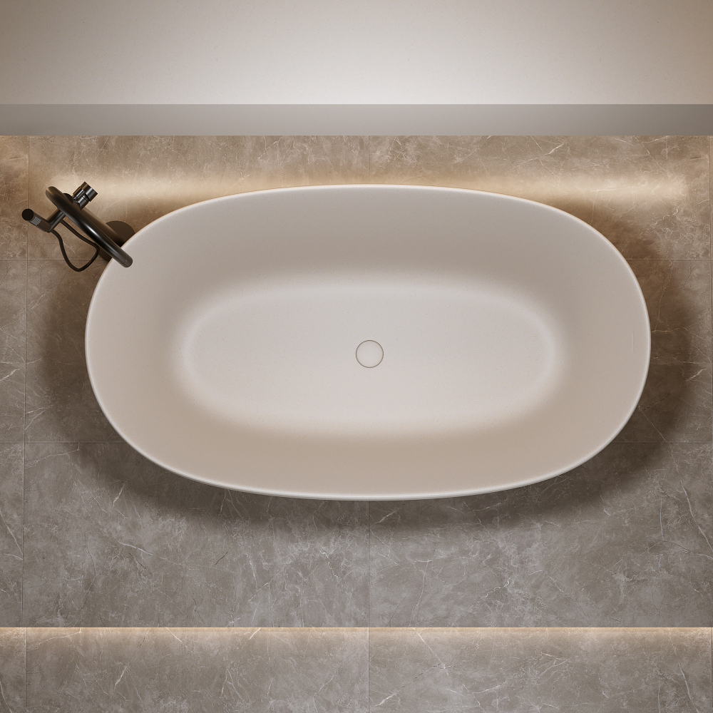 Moray 51 in. x 25 in. Solid Surface Stone Resin Flatbottom Freestanding Double Slipper Soaking Bathtub in Warm Yellow