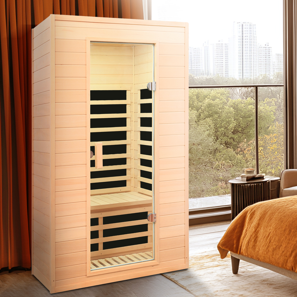 Moray 1-2 Person Indoor Hemlock infrared Sauna with 5 Far-infrared Carbon Crystal Heaters