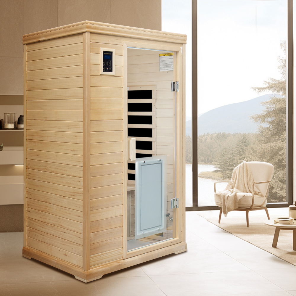 Moray 1-2 Person Hemlock Sauna with 9-Far-infrared Carbon Crystal Heaters and Chromotherapy