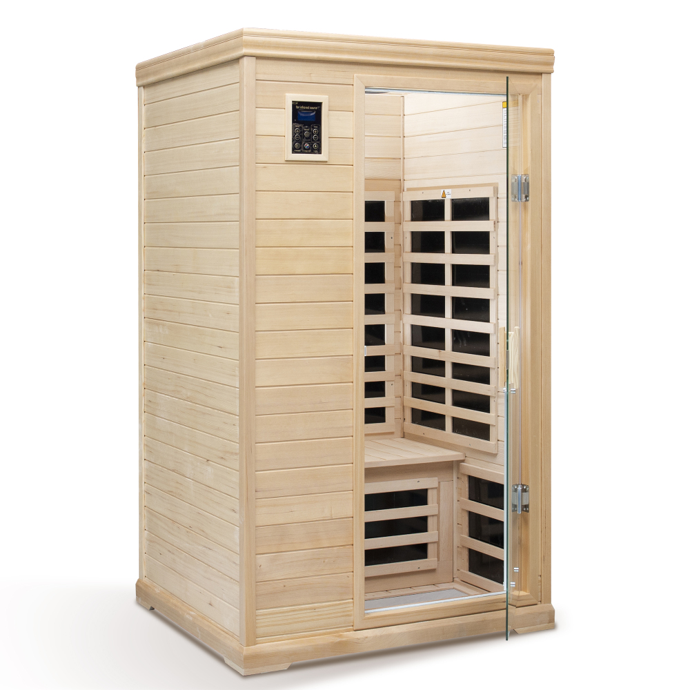 Moray 1-2 Person Hemlock Sauna with 9-Far-infrared Carbon Crystal Heaters and Chromotherapy