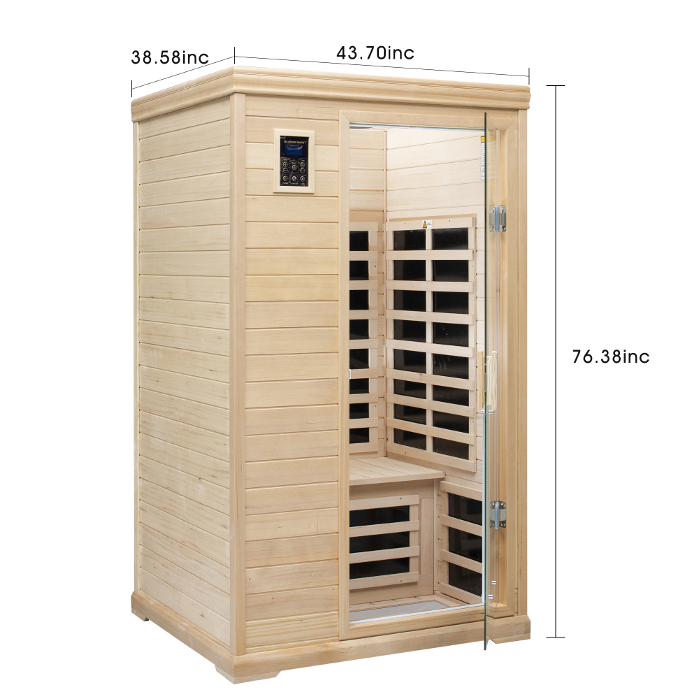 Moray 1-2 Person Hemlock Sauna with 9-Far-infrared Carbon Crystal Heaters and Chromotherapy