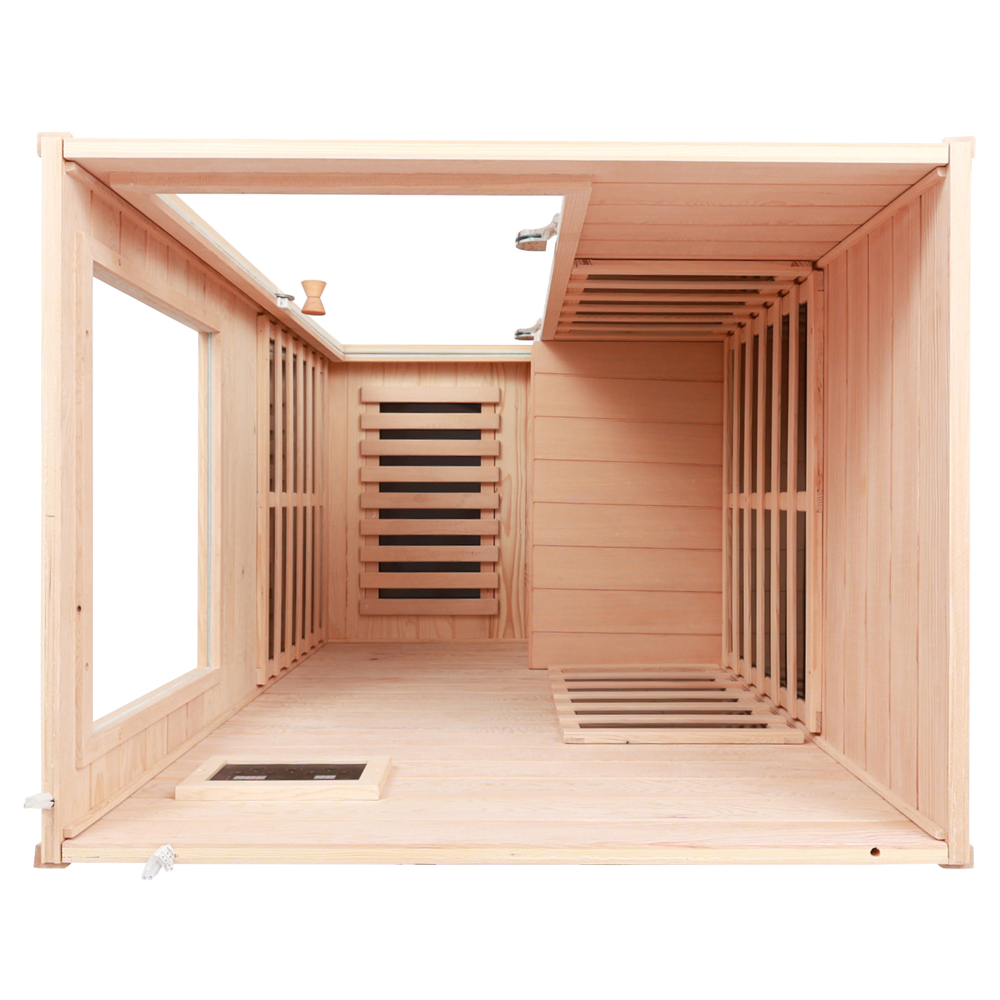 Moray 1-Person Indoor Infrared Sauna in Hemlock with Bluetooth Speaker, Red Light, 6-Heating Panels, 1050W