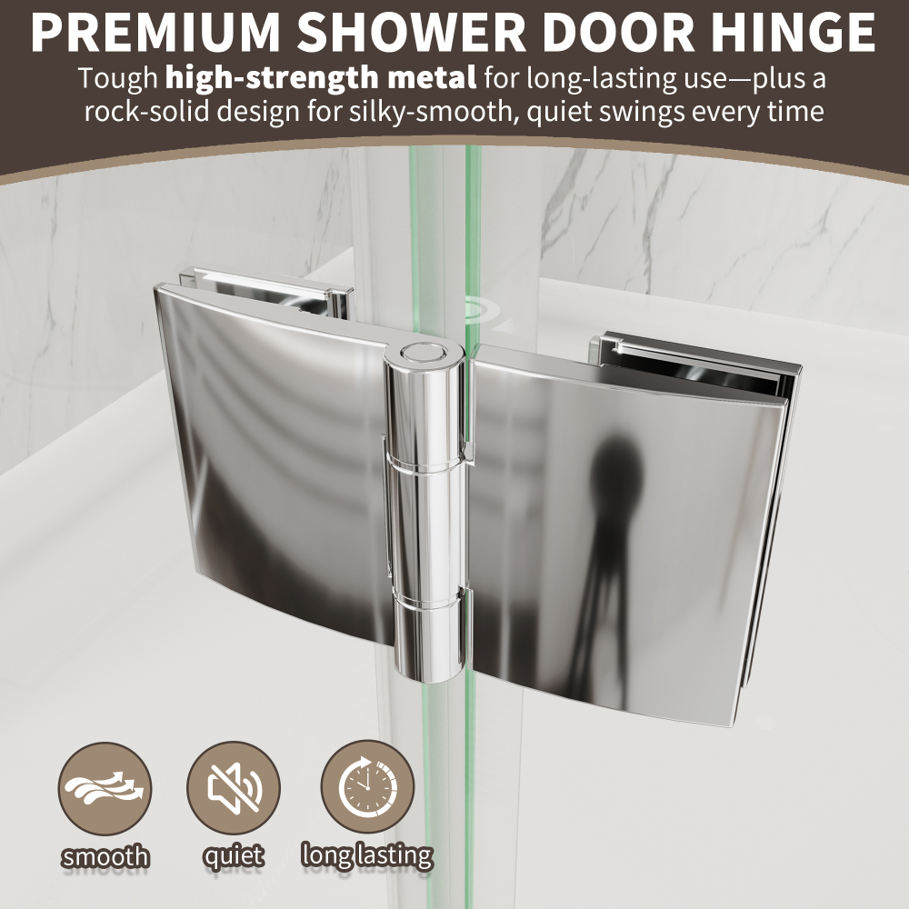 Xspracer 34 to 36 in. W x 72 in. H Bi-Fold Frameless Shower Door in Chrome with Clear Glass