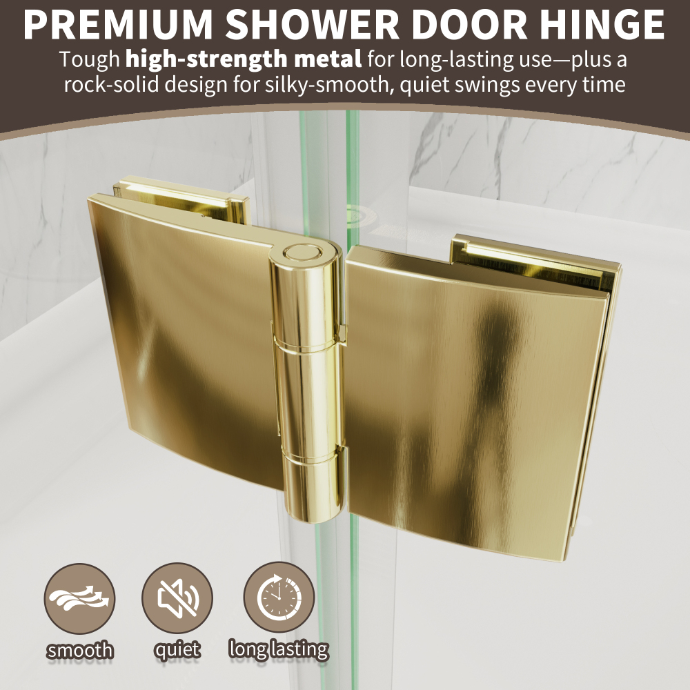 Xspracer 30 to 32 in. W x 72 in. H Bi-Fold Frameless Shower Door in Brushed Gold with Clear Glass