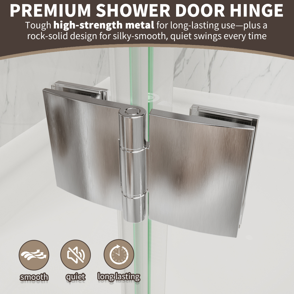 Xspracer 32 to 34 in. W x 72 in. H Bi-Fold Frameless Shower Door in Brushed Nickel with Clear Glass