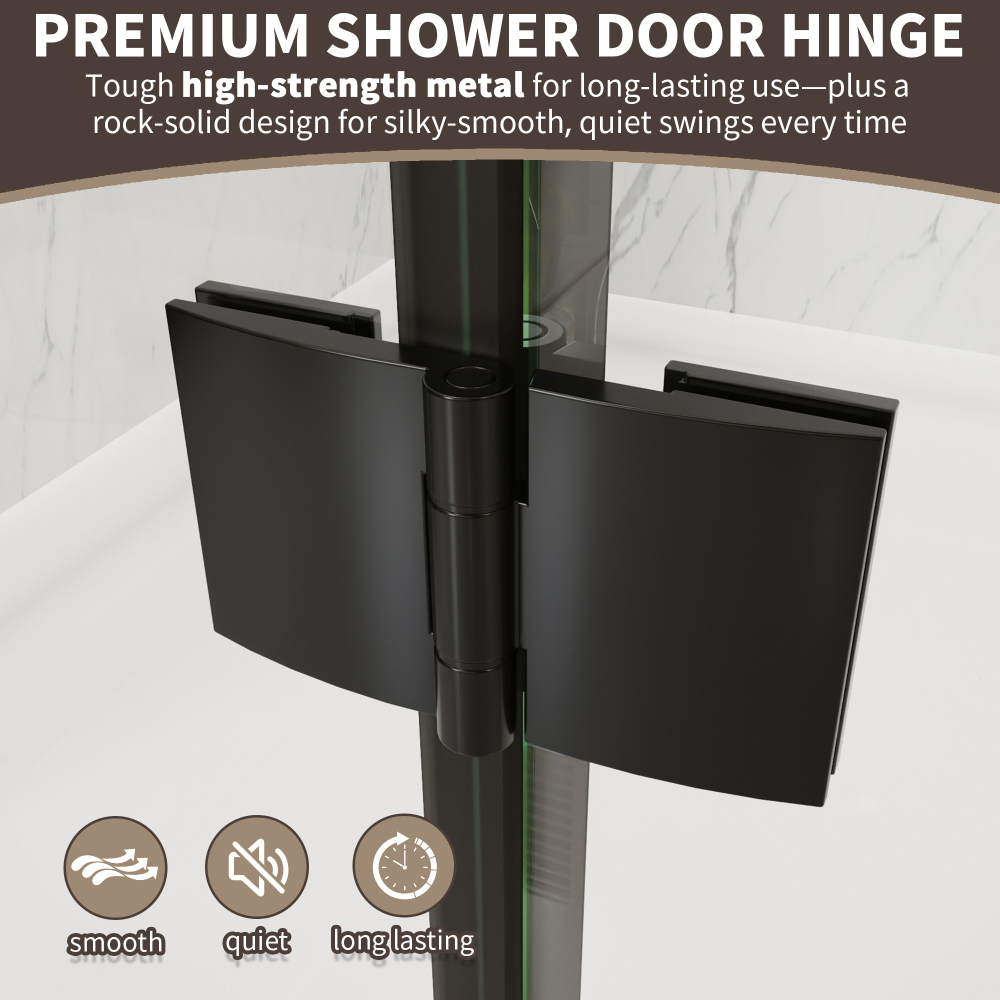 Xspracer 34 to 36 in. W x 72 in. H Bi-Fold Frameless Shower Door in Matte Black with Clear Glass