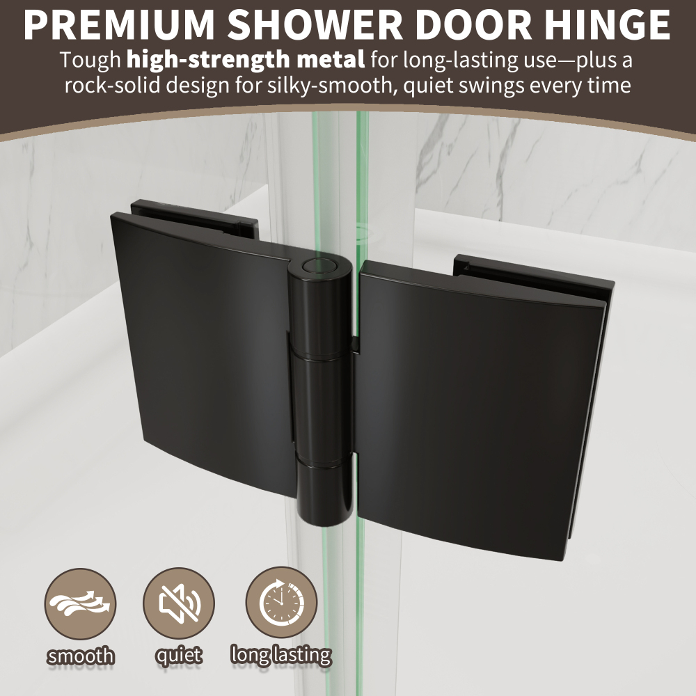 Xspracer 36 to 38 in. W x 72 in. H Bi-Fold Frameless Shower Door in Matte Black with Clear Glass