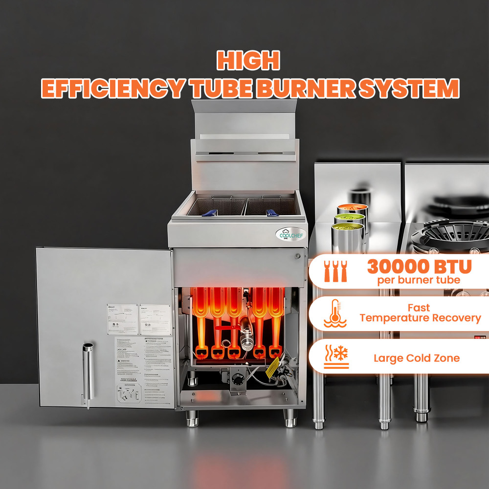 150,000 BTU 5 Burner Commercial Gas Fryer 75-80 lb Natural Gas
