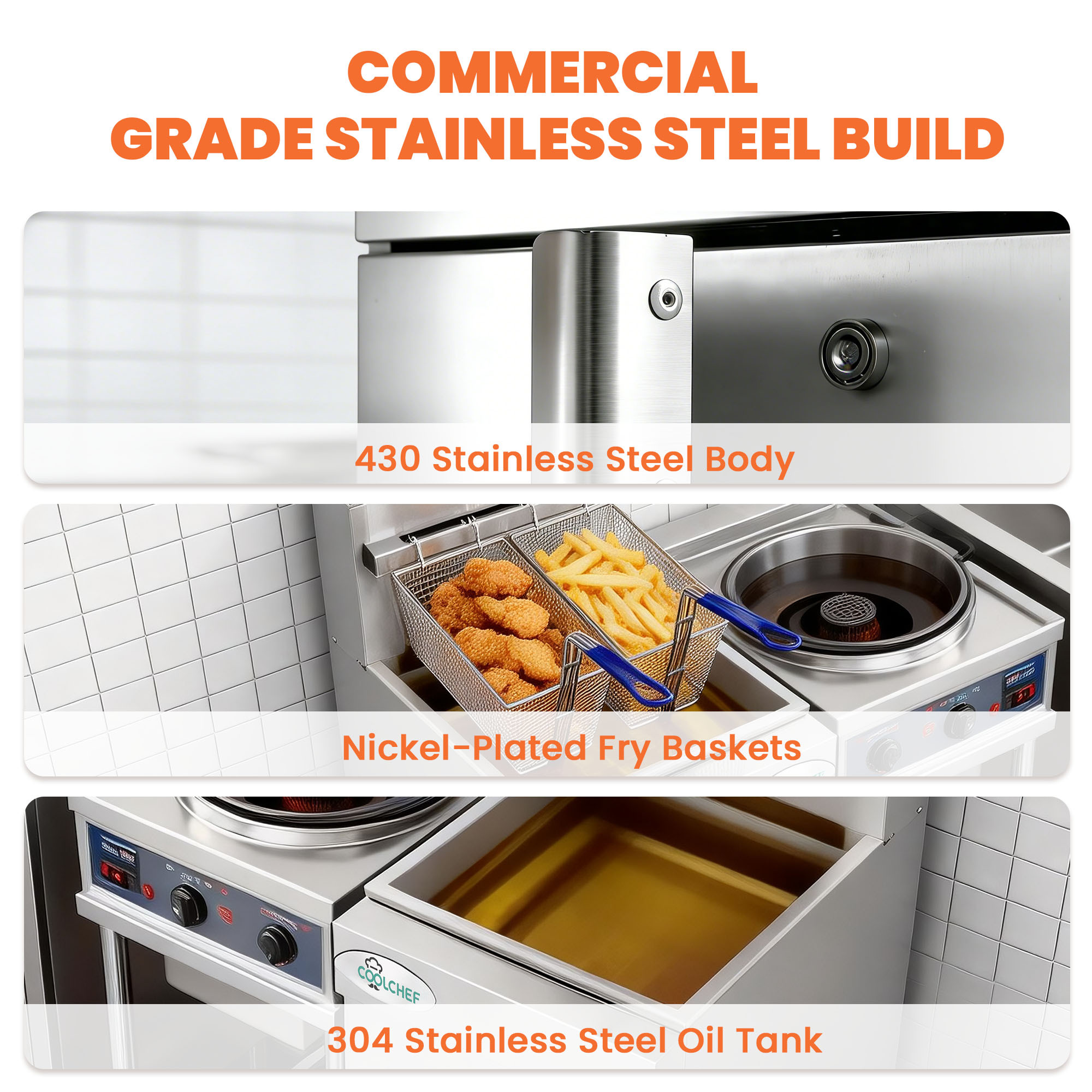 150,000 BTU 5 Burner Commercial Gas Fryer 75-80 lb Natural Gas