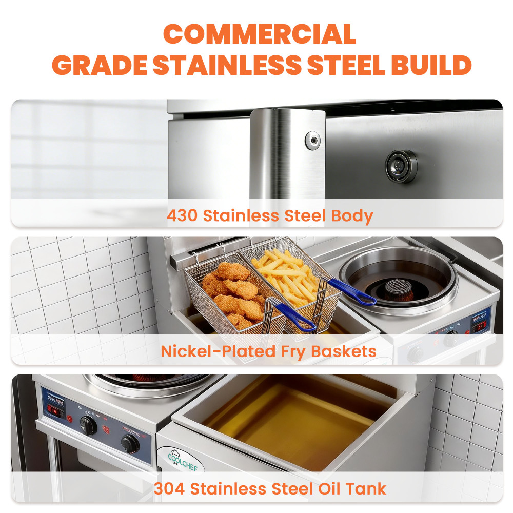 150,000 BTU 5 Burner Commercial Gas Fryer 75-80 lb Natural Gas