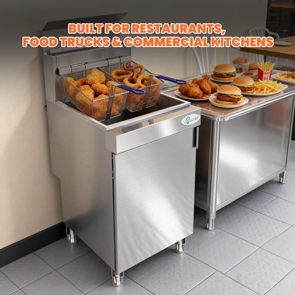 150,000 BTU 5 Burner Commercial Gas Fryer 75-80 lb Natural Gas