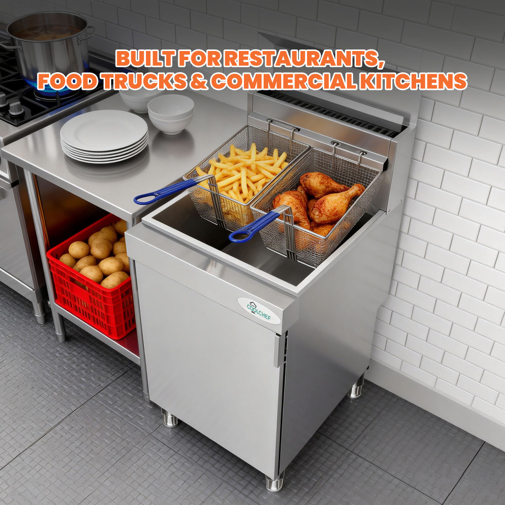 150,000 BTU 5 Burner Commercial Gas Fryer 75-80 lb Natural Gas