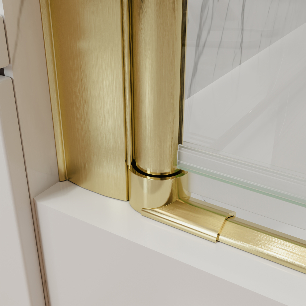 Xspracer 36 to 38 in. W x 72 in. H Pivot Swing Frameless Shower Door in Brushed Gold with Clear Glass