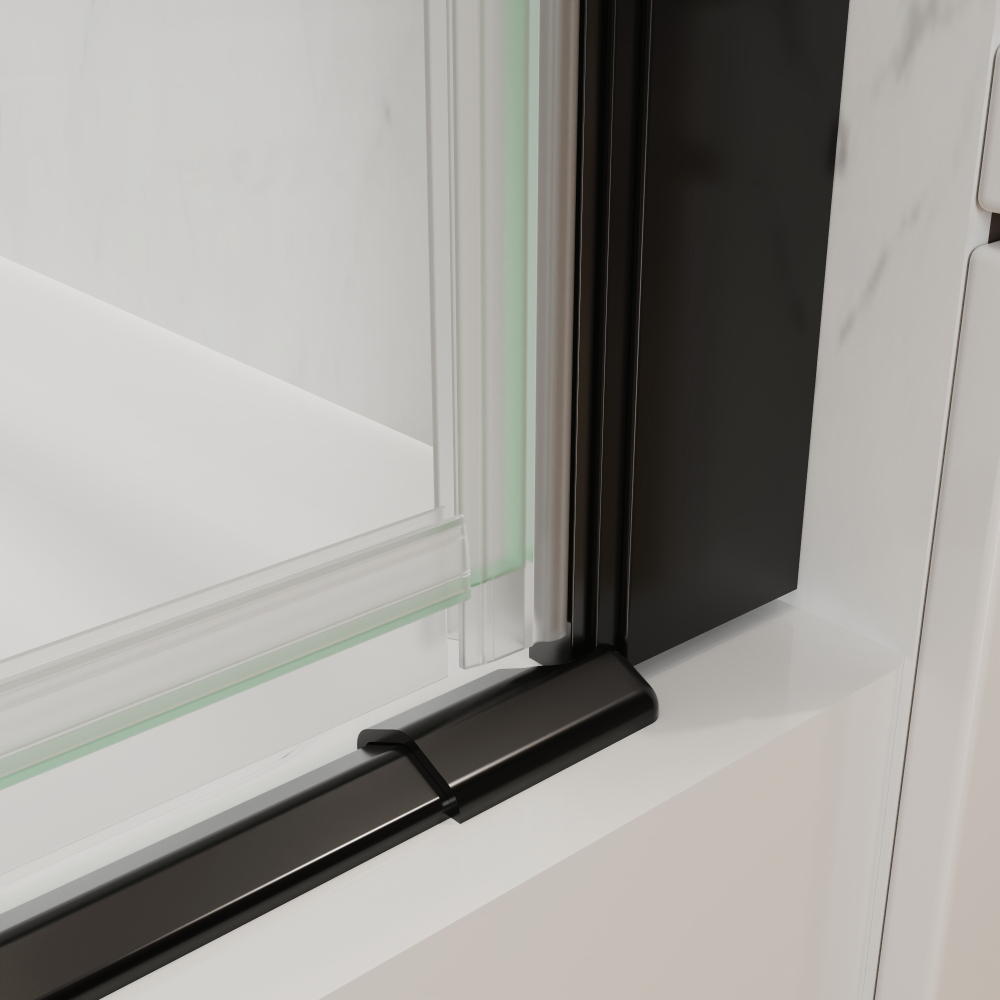 Xspracer 24 to 26 in. W x 72 in. H Pivot Swing Frameless Shower Door in Matte Black with Clear Glass