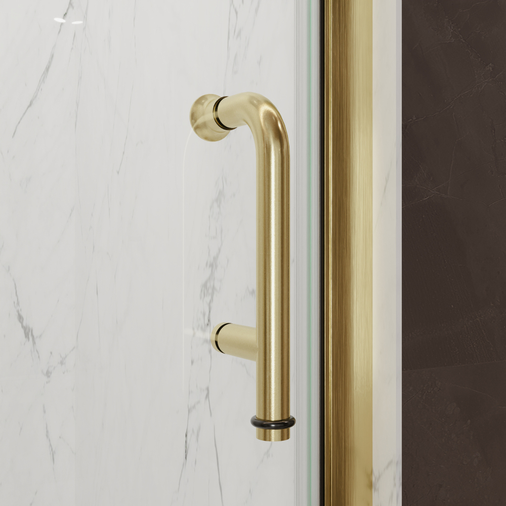 Xspracer 32 to 34 in. W x 72 in. H Bi-Fold Frameless Shower Door in Brushed Gold with Clear Glass