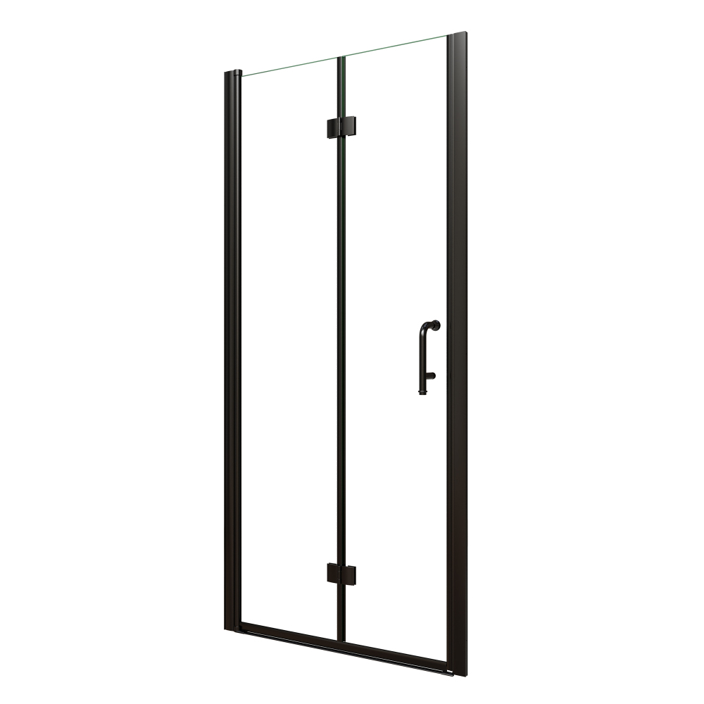 Xspracer 34 to 36 in. W x 72 in. H Bi-Fold Frameless Shower Door in Matte Black with Clear Glass