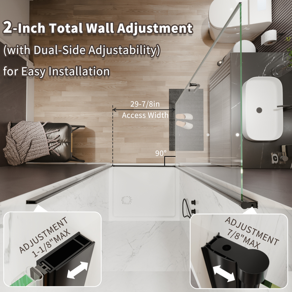Xspracer 34 to 36 in. W x 72 in. H Pivot Swing Frameless Shower Door in Matte Black with Clear Glass