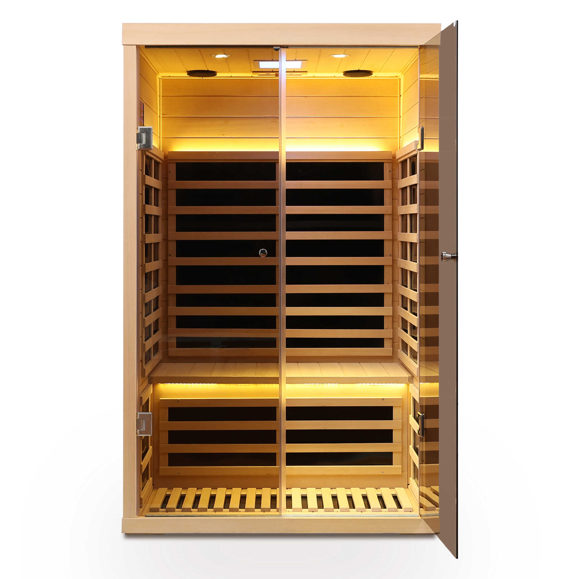 Moray 1-2 Person Indoor Hemlock Infrared Sauna with 7 Far-infrared Carbon Crystal Heaters and Chromotherapy