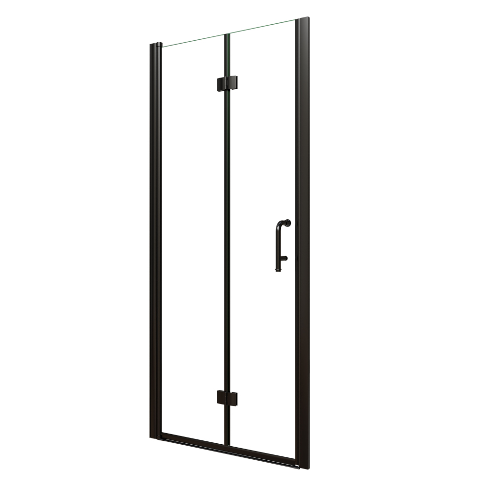 Xspracer 32 to 34 in. W x 72 in. H Bi-Fold Frameless Shower Door in Matte Black with Clear Glass