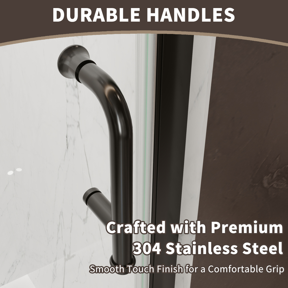 Xspracer 36 to 38 in. W x 72 in. H Bi-Fold Frameless Shower Door in Matte Black with Clear Glass