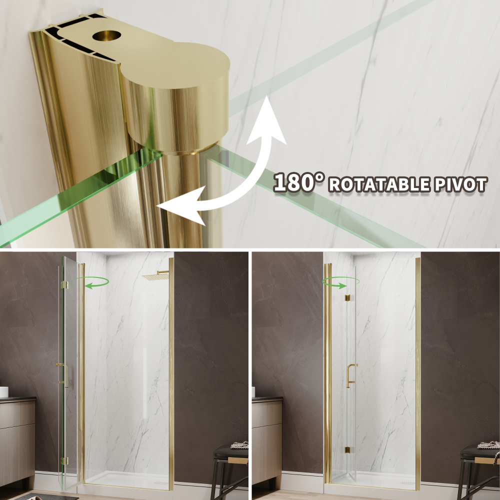 Xspracer 30 to 32 in. W x 72 in. H Bi-Fold Frameless Shower Door in Brushed Gold with Clear Glass