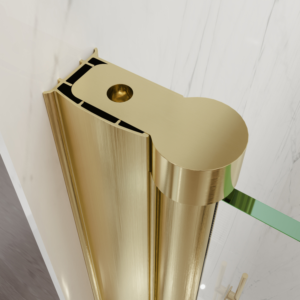 Xspracer 36 to 38 in. W x 72 in. H Pivot Swing Frameless Shower Door in Brushed Gold with Clear Glass