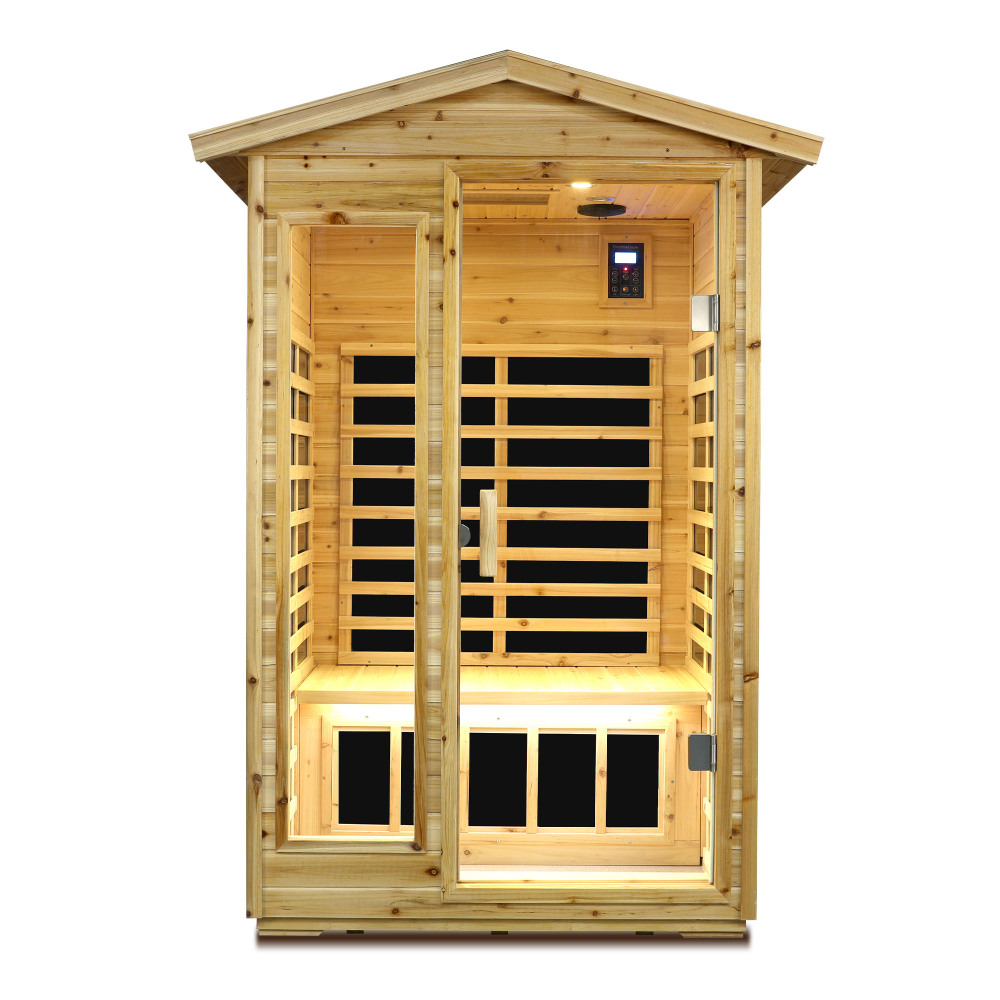 Moray 1-2 Person Outdoor Fir Infrared Sauna with 8 Far-infrared Carbon Crystal Heaters and Chromotherapy
