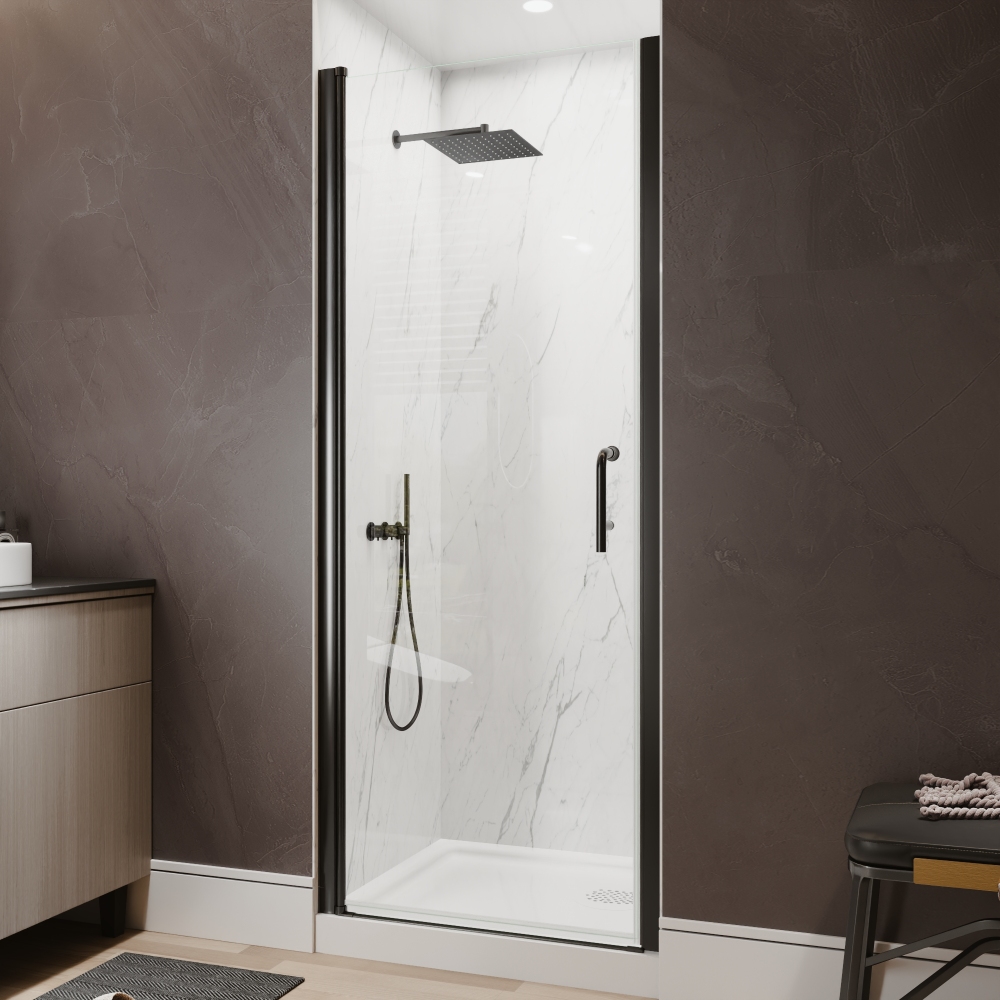 Xspracer 30 to 32 in. W x 72 in. H Pivot Swing Frameless Shower Door in Matte Black with Clear Glass