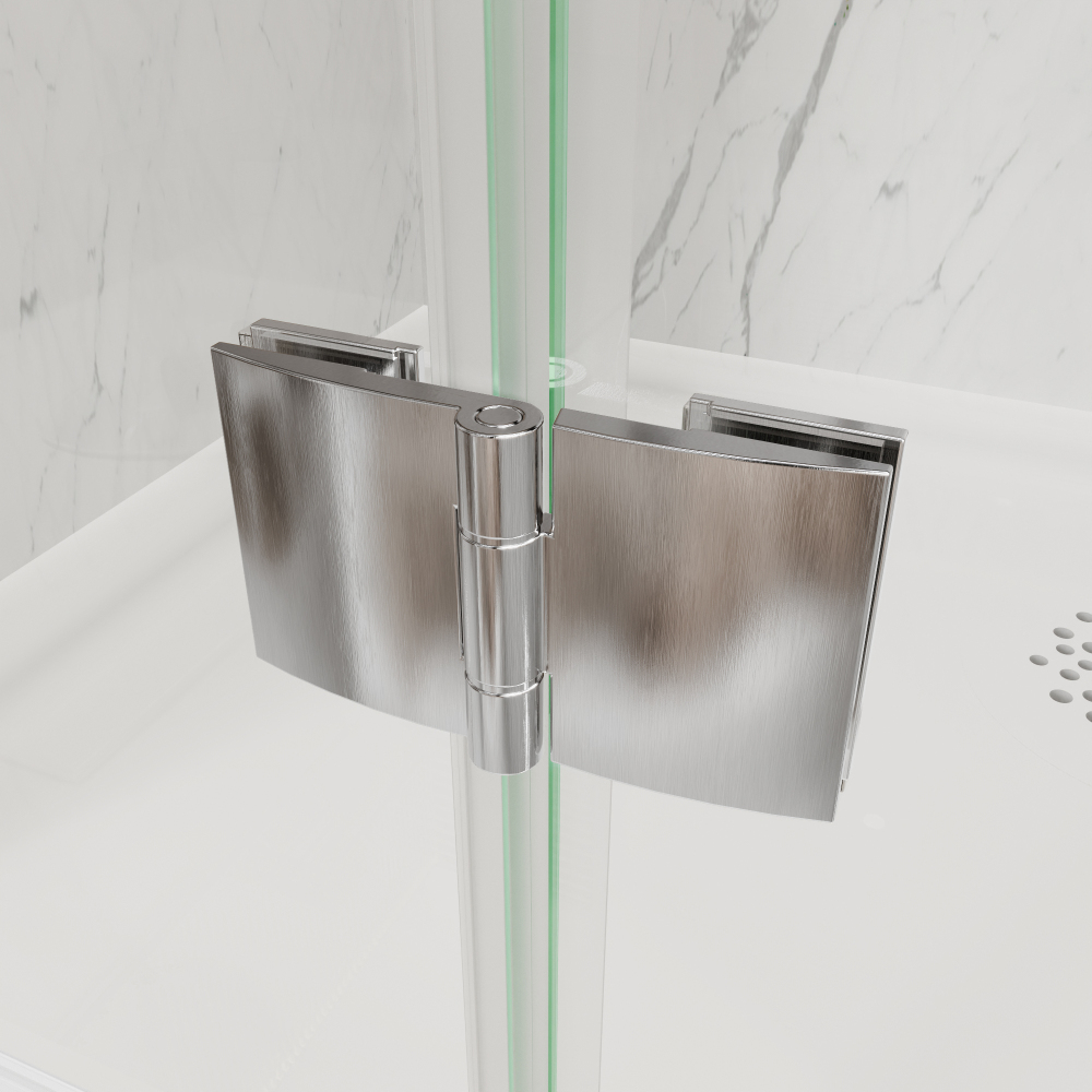 Xspracer 34 to 36 in. W x 72 in. H Bi-Fold Frameless Shower Door in Brushed Nickel with Clear Glass