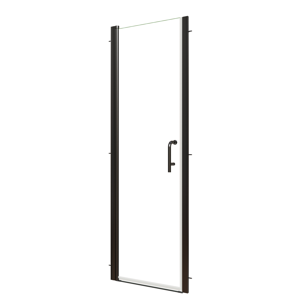 Xspracer 24 to 26 in. W x 72 in. H Pivot Swing Frameless Shower Door in Matte Black with Clear Glass