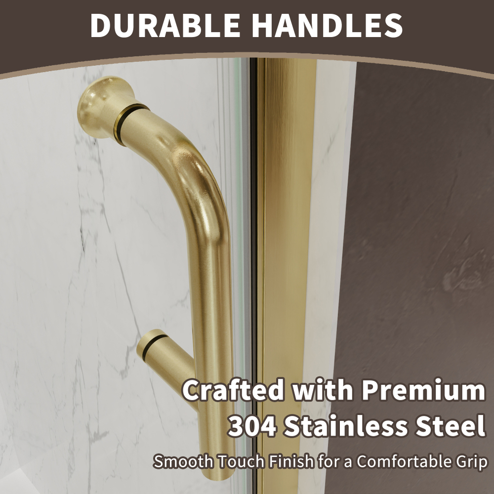 Xspracer 34 to 36 in. W x 72 in. H Pivot Swing Frameless Shower Door in Brushed Gold with Clear Glass
