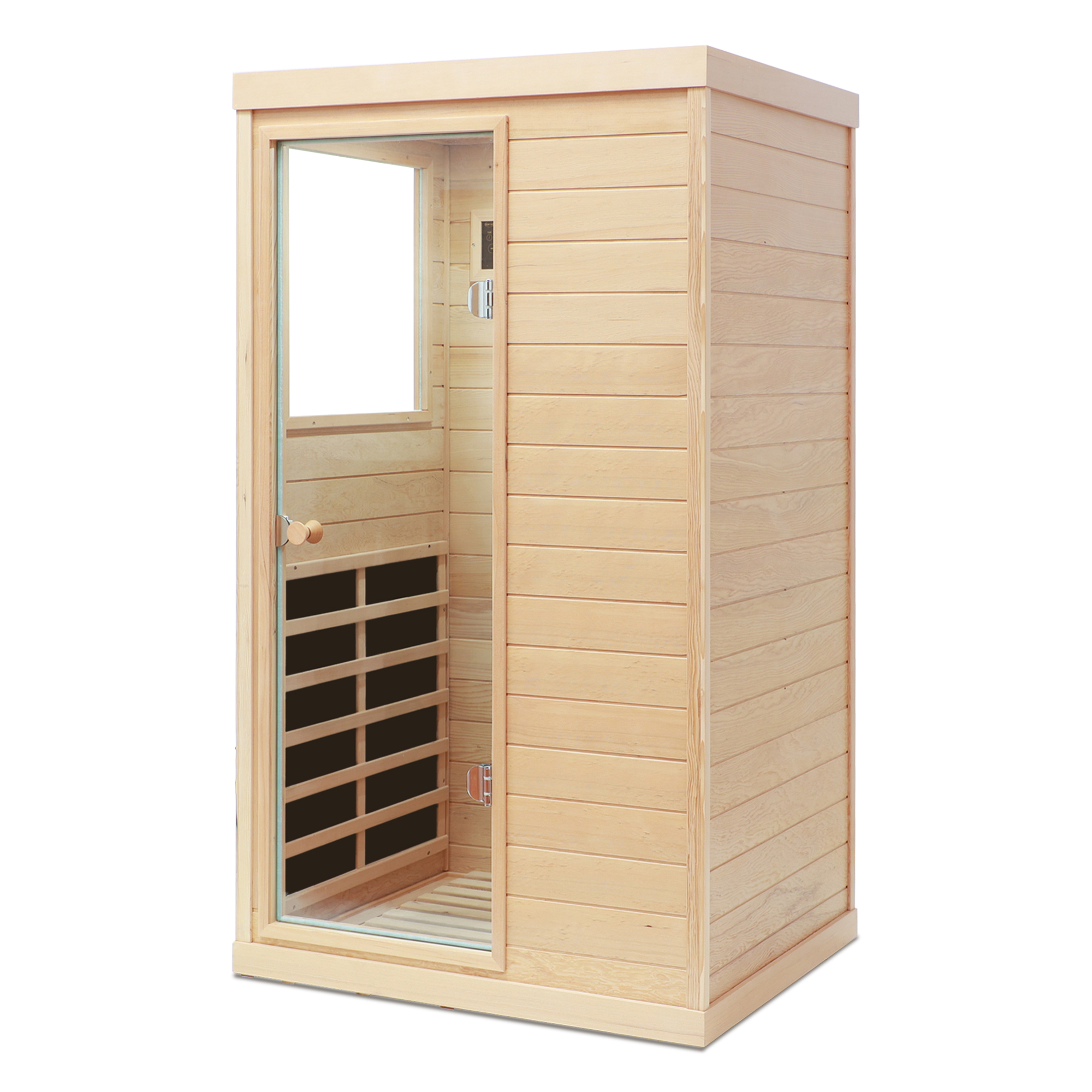 Moray 1-Person Indoor Hemlock Infrared Sauna with 6 Far-Infrared Carbon Heaters and Bluetooth Speakers