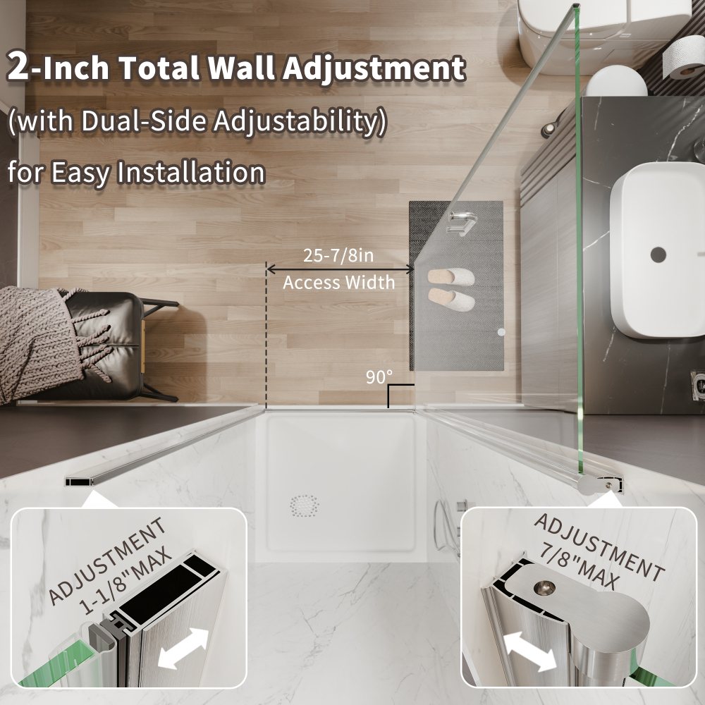 Xspracer 30 to 32 in. W x 72 in. H Pivot Swing Frameless Shower Door in Brushed Nickel with Clear Glass