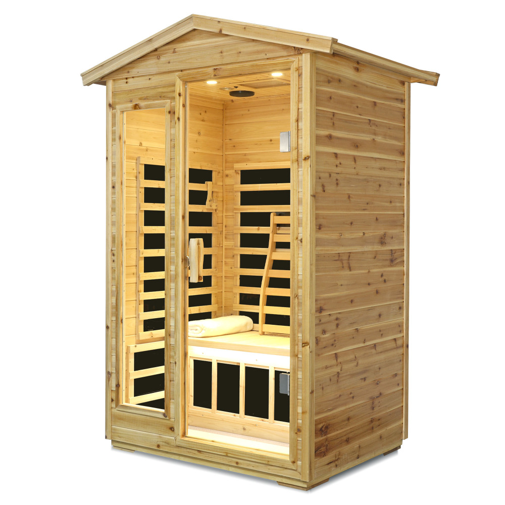 Moray 1-2 Person Outdoor Fir Infrared Sauna with 8 Far-infrared Carbon Crystal Heaters and Chromotherapy