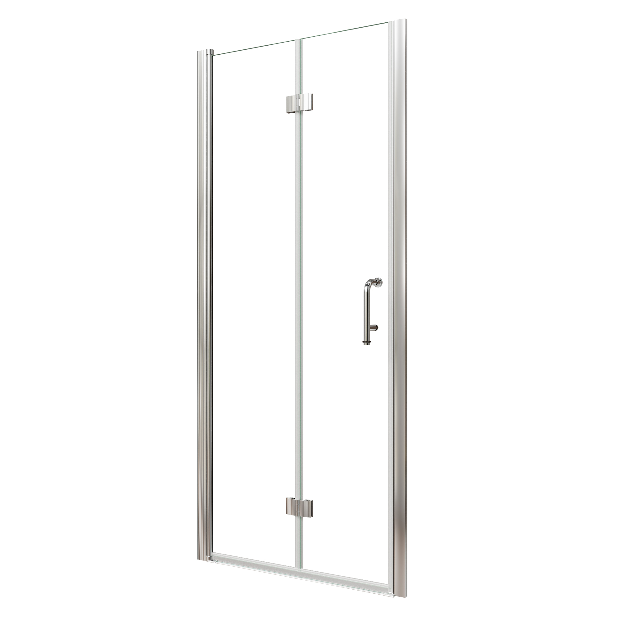 Xspracer 32 to 34 in. W x 72 in. H Bi-Fold Frameless Shower Door in Chrome with Clear Glass