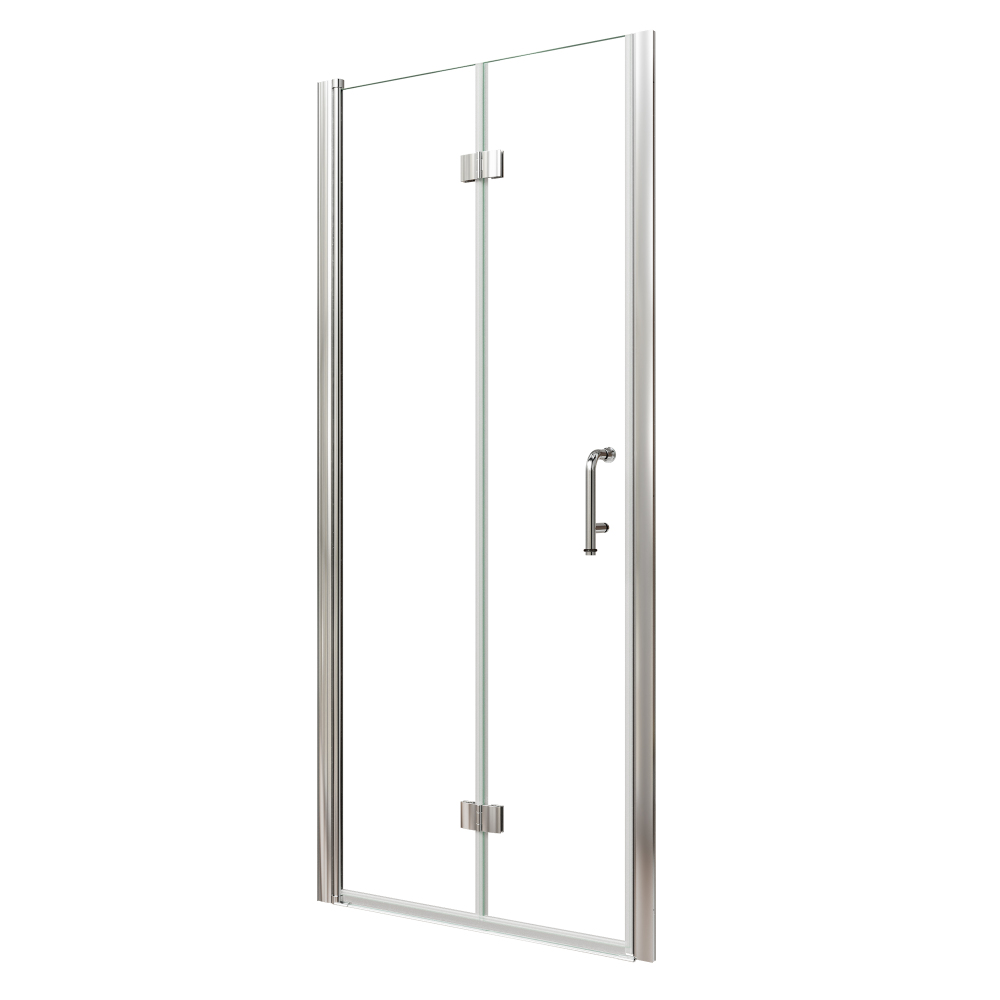 Xspracer 32 to 34 in. W x 72 in. H Bi-Fold Frameless Shower Door in Chrome with Clear Glass